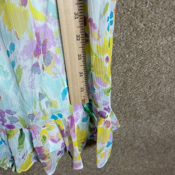 LC Lauren Conrad Fit & Flare Dress Womens Plus 3X Multi Ruffle Floral Georgette - Picture 8 of 12